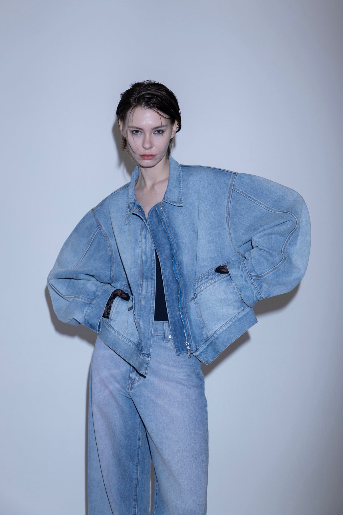 Angle denim jacket