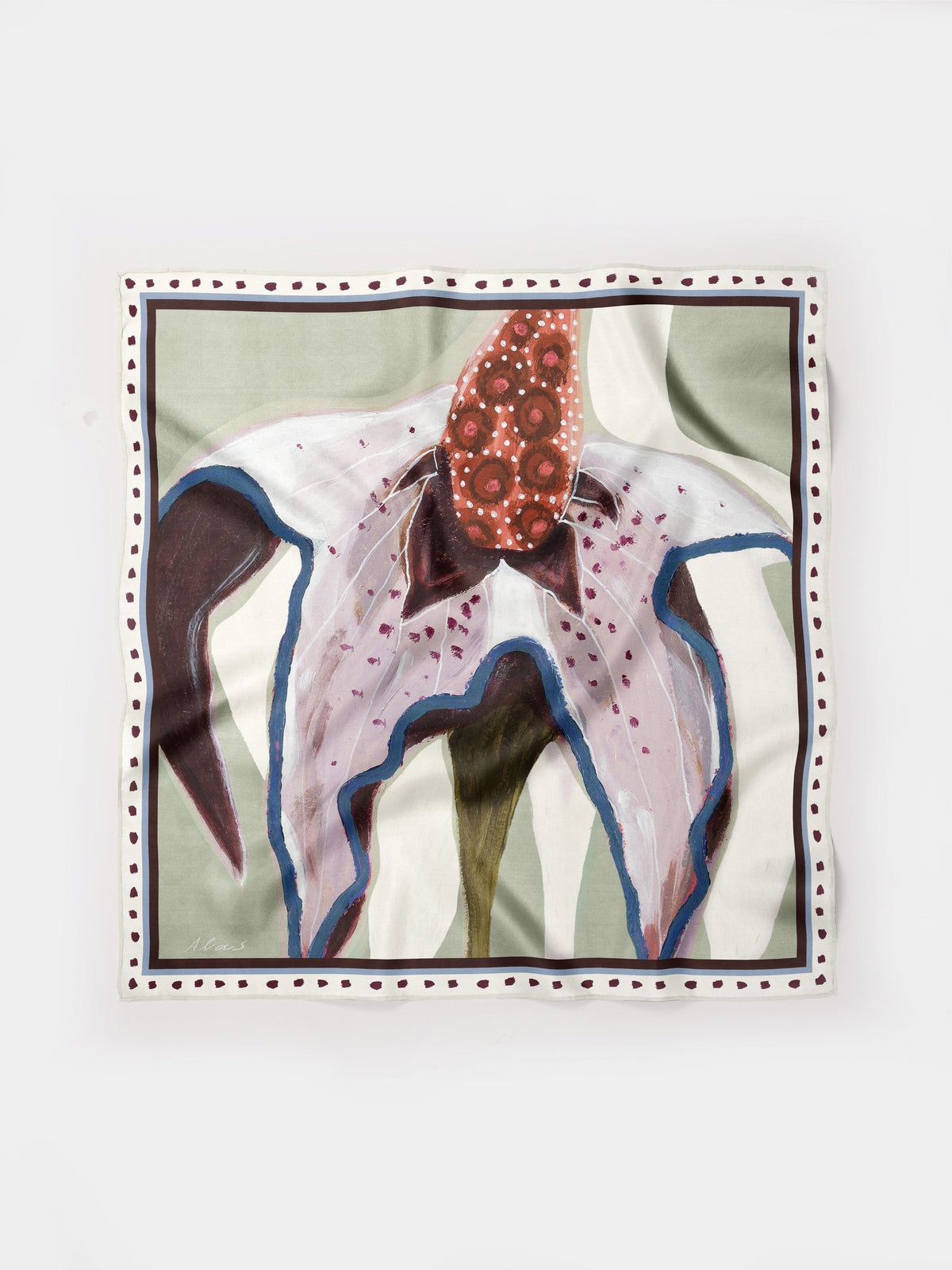Square Shawl 'The Botanist’s Gift' in Mint
