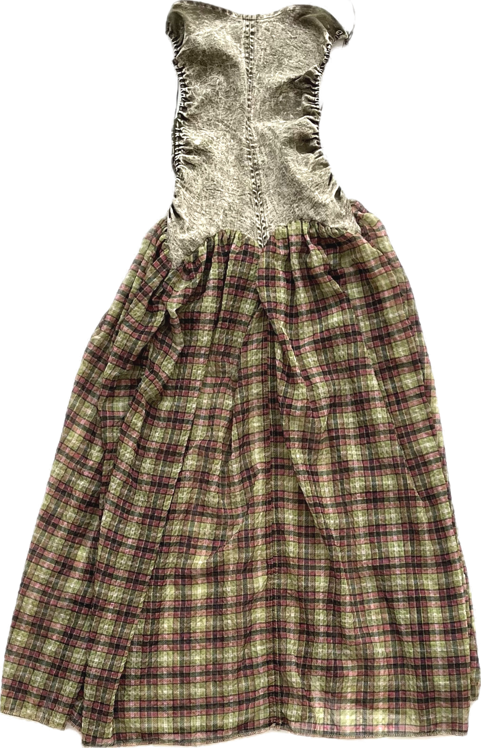 Plaid Denim Bubble Maxi Dress Mono