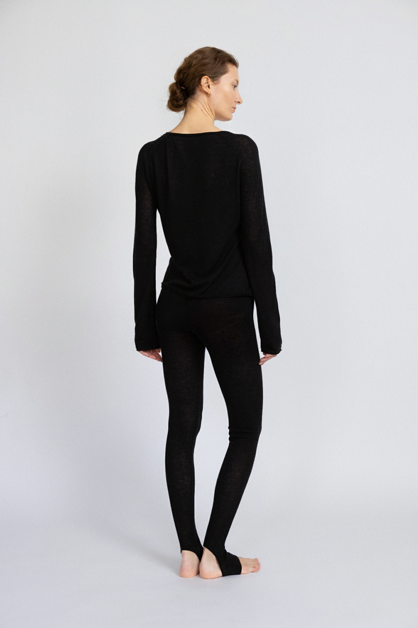 Core Sheer Merino Top in Black