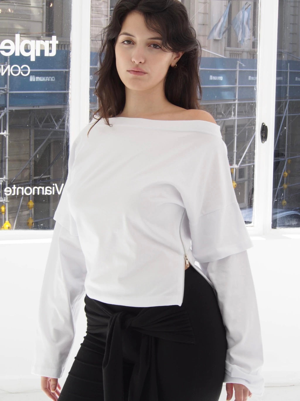 REMERA ONE ZIP - LONG SLEEVE - WHITE