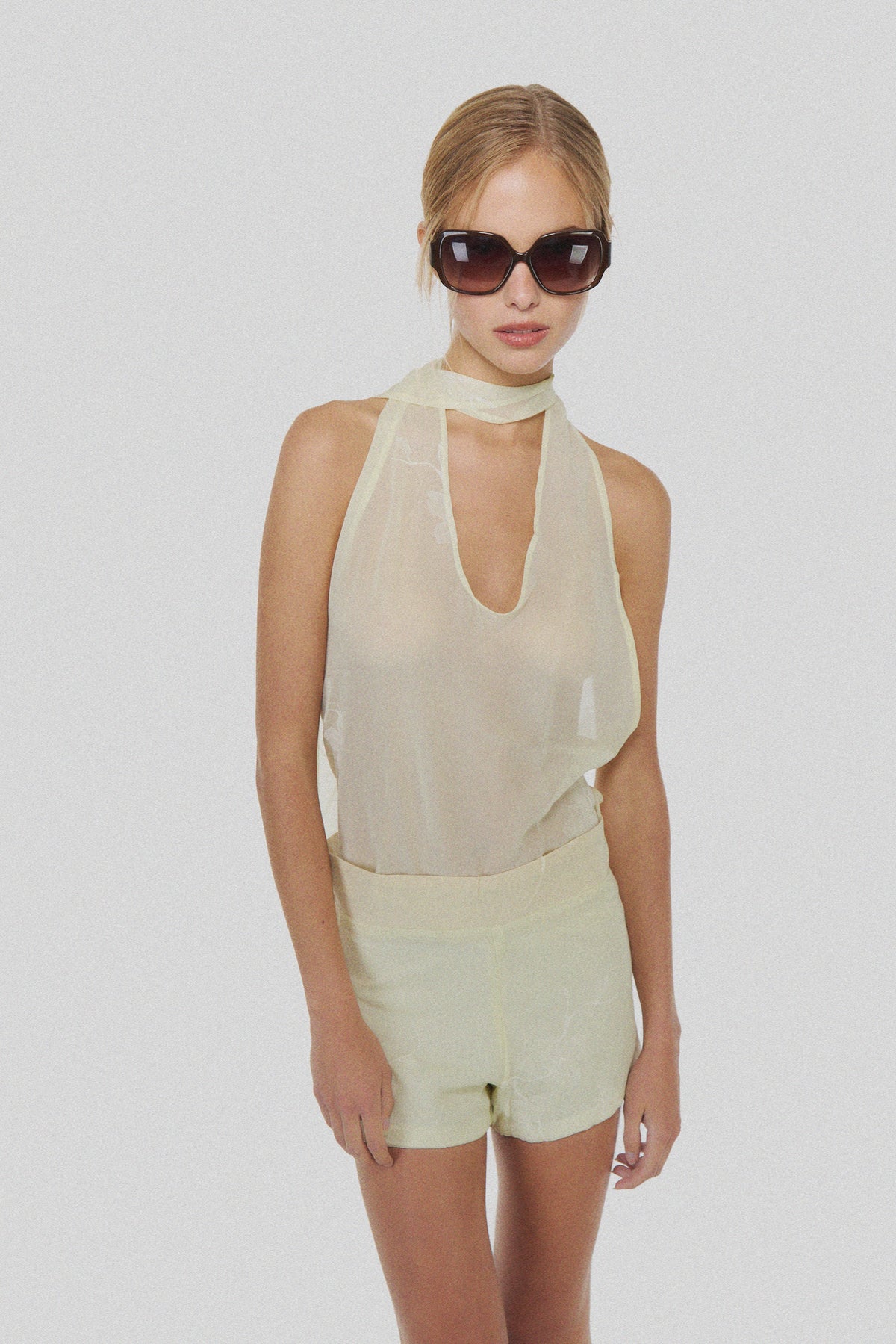 Silk gauze backless top