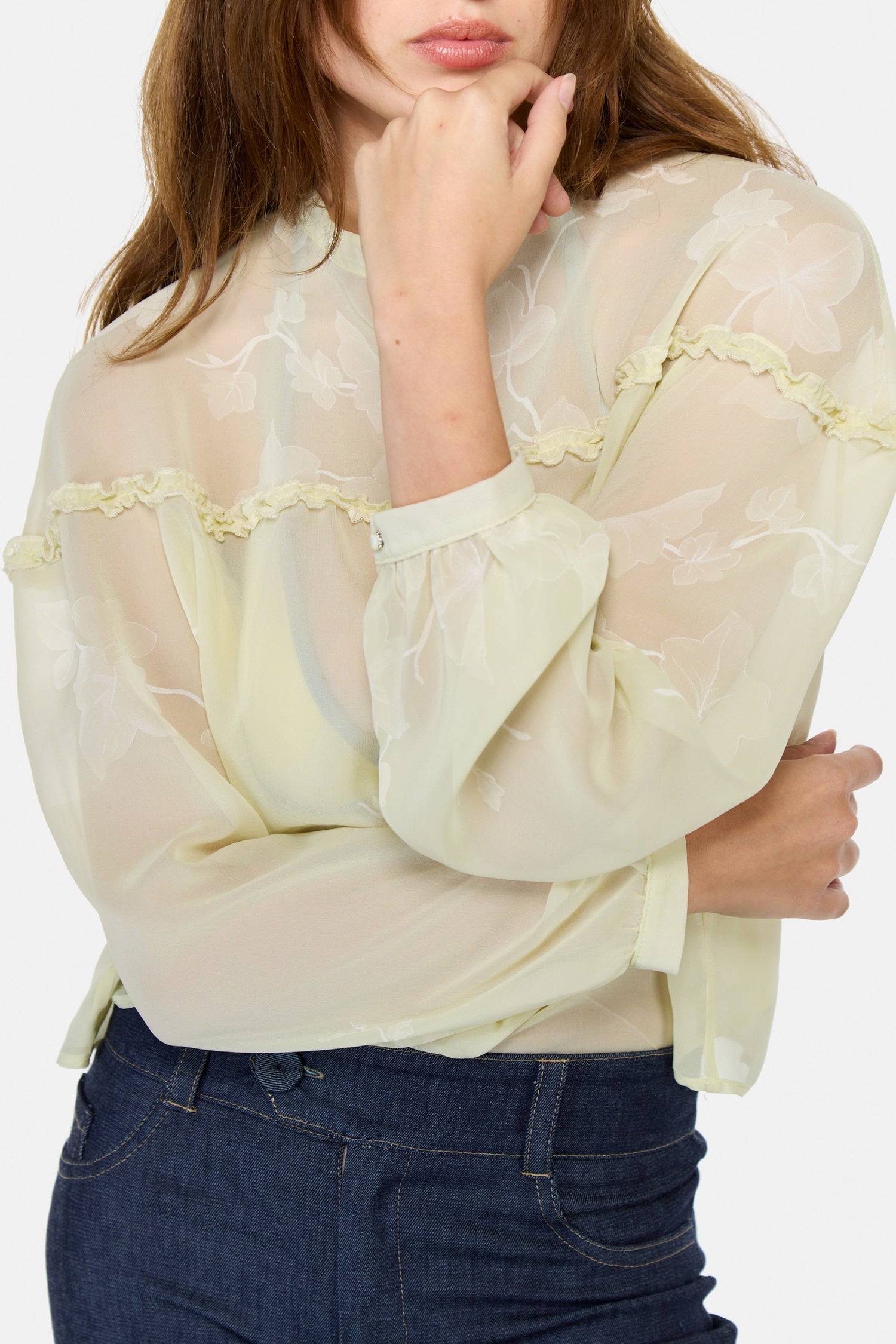 yellow chiffon shirt