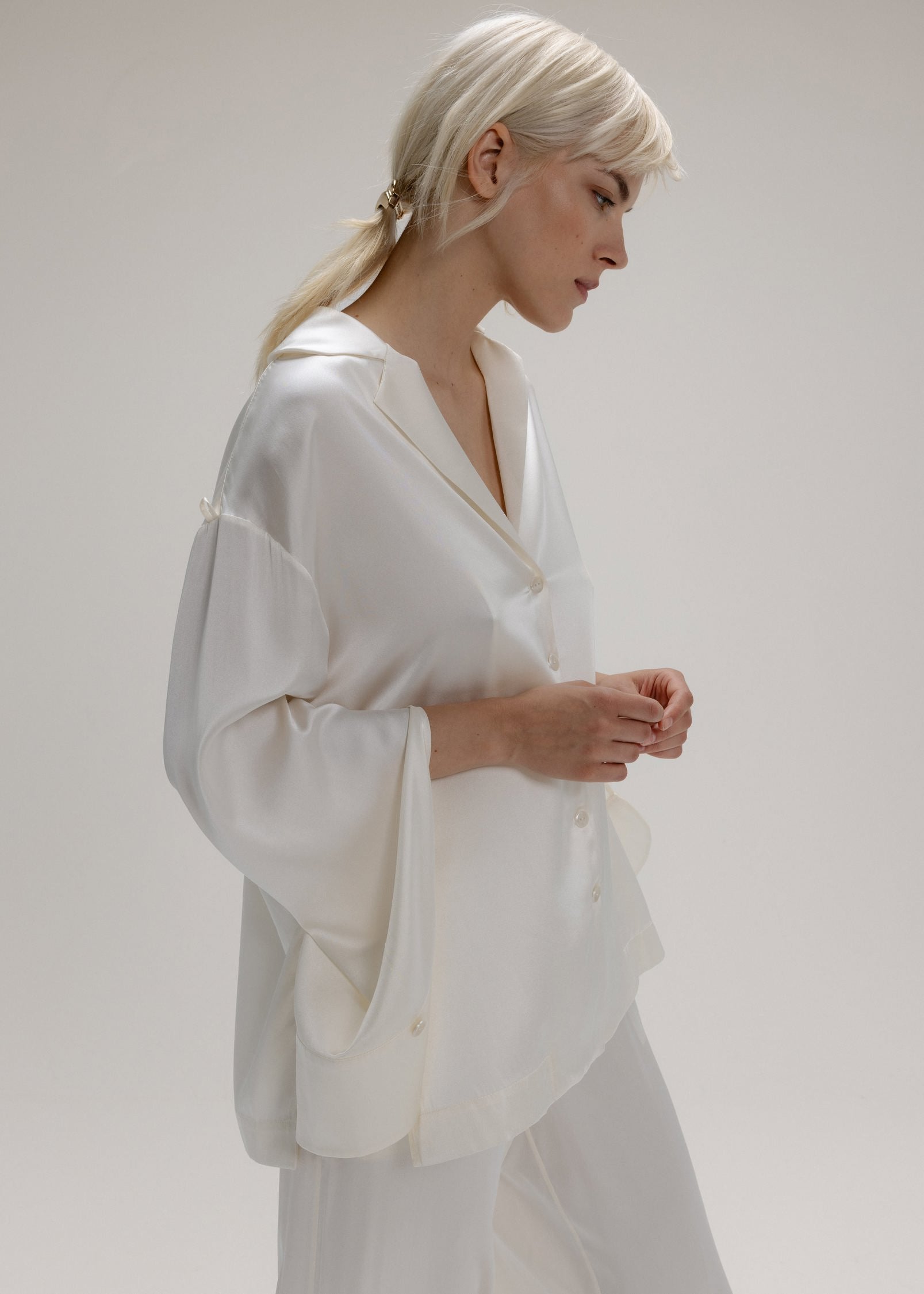 The Signature Silk Shirt in Milk White