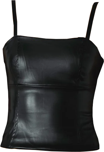 FAUX LEATHER BLACK STRAIGHT TOP