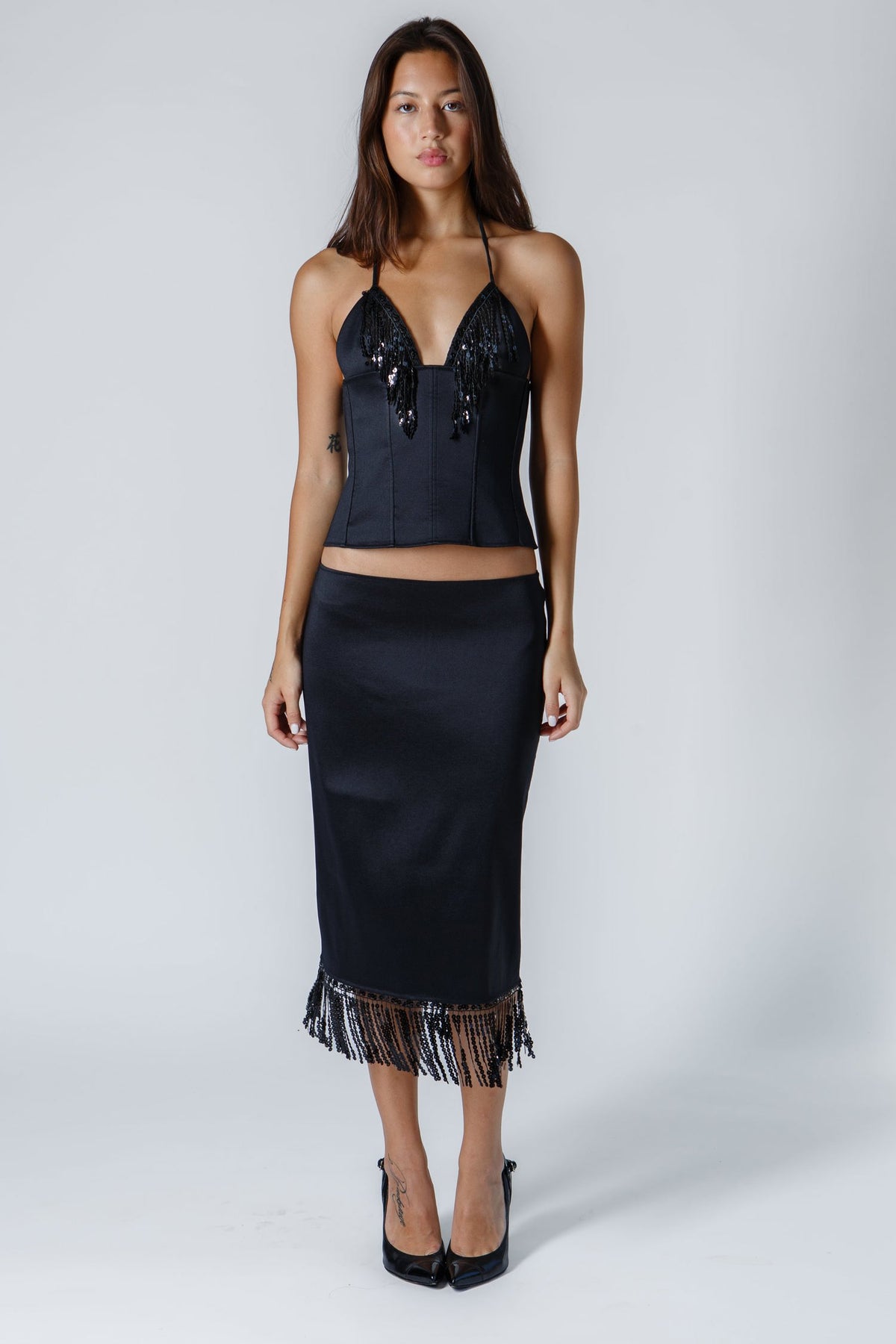 The Jasmine Skirt with Sequin Fringe