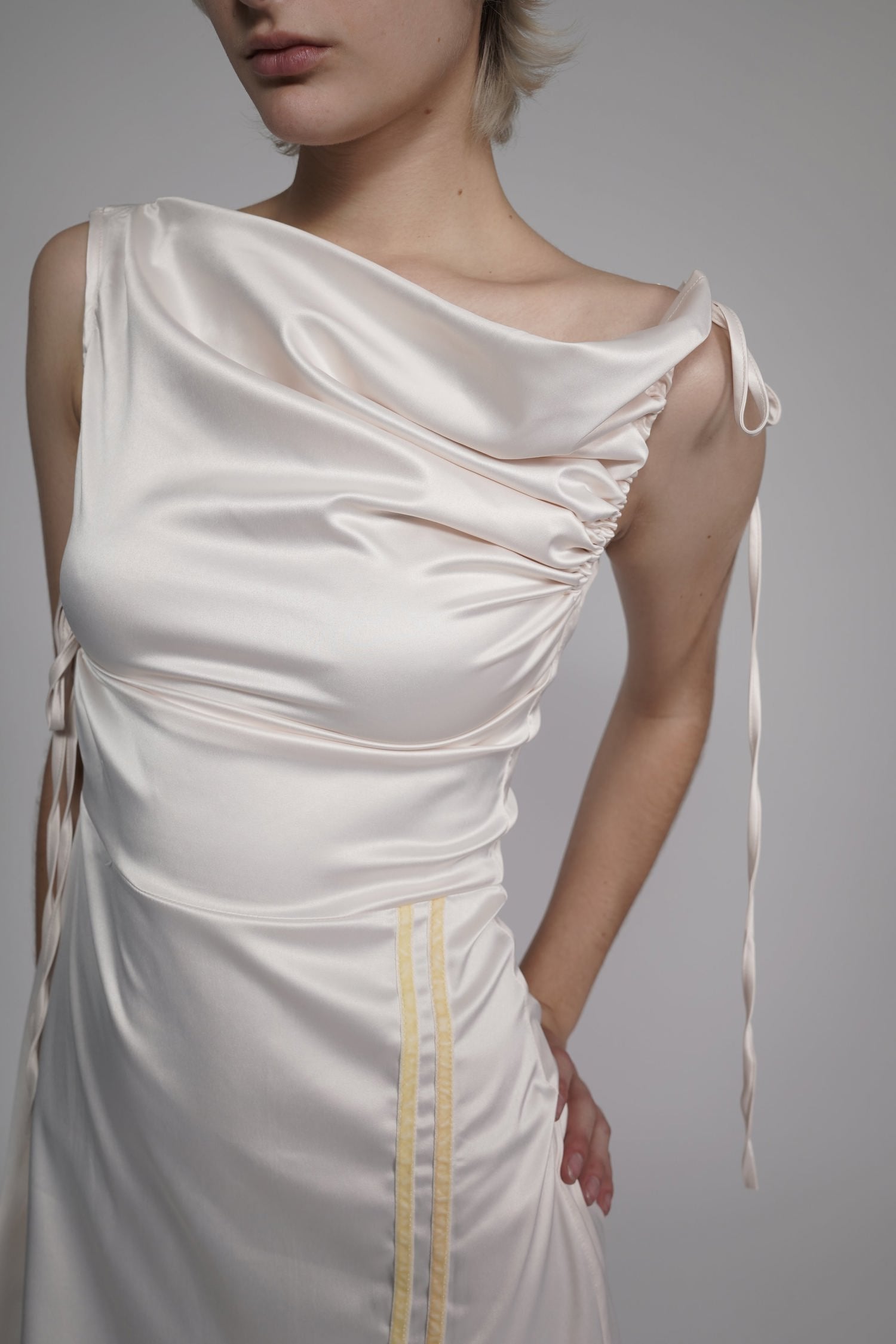 Cowl Neck Satin Dress