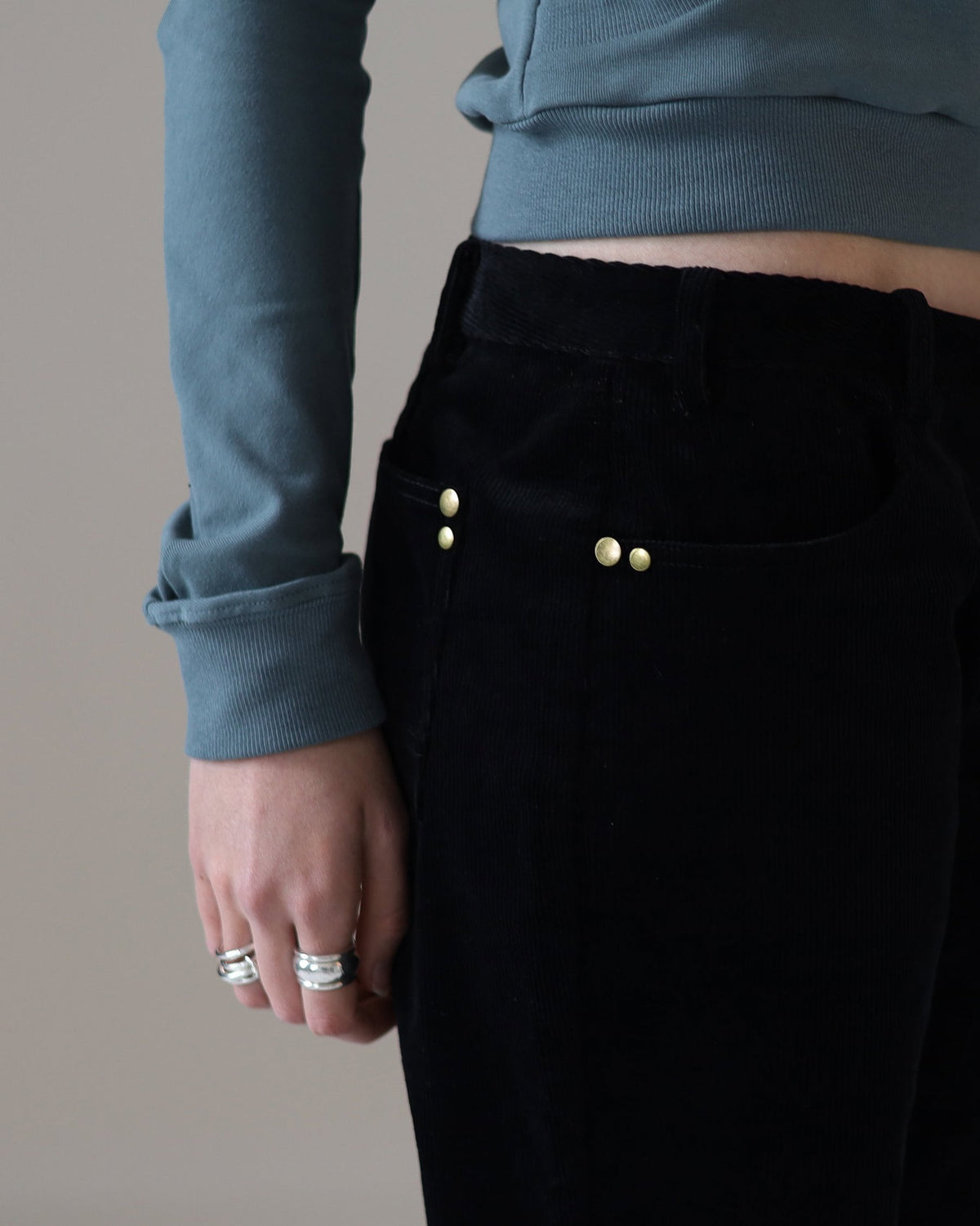 MUSE low rise corduroy pants - onyx