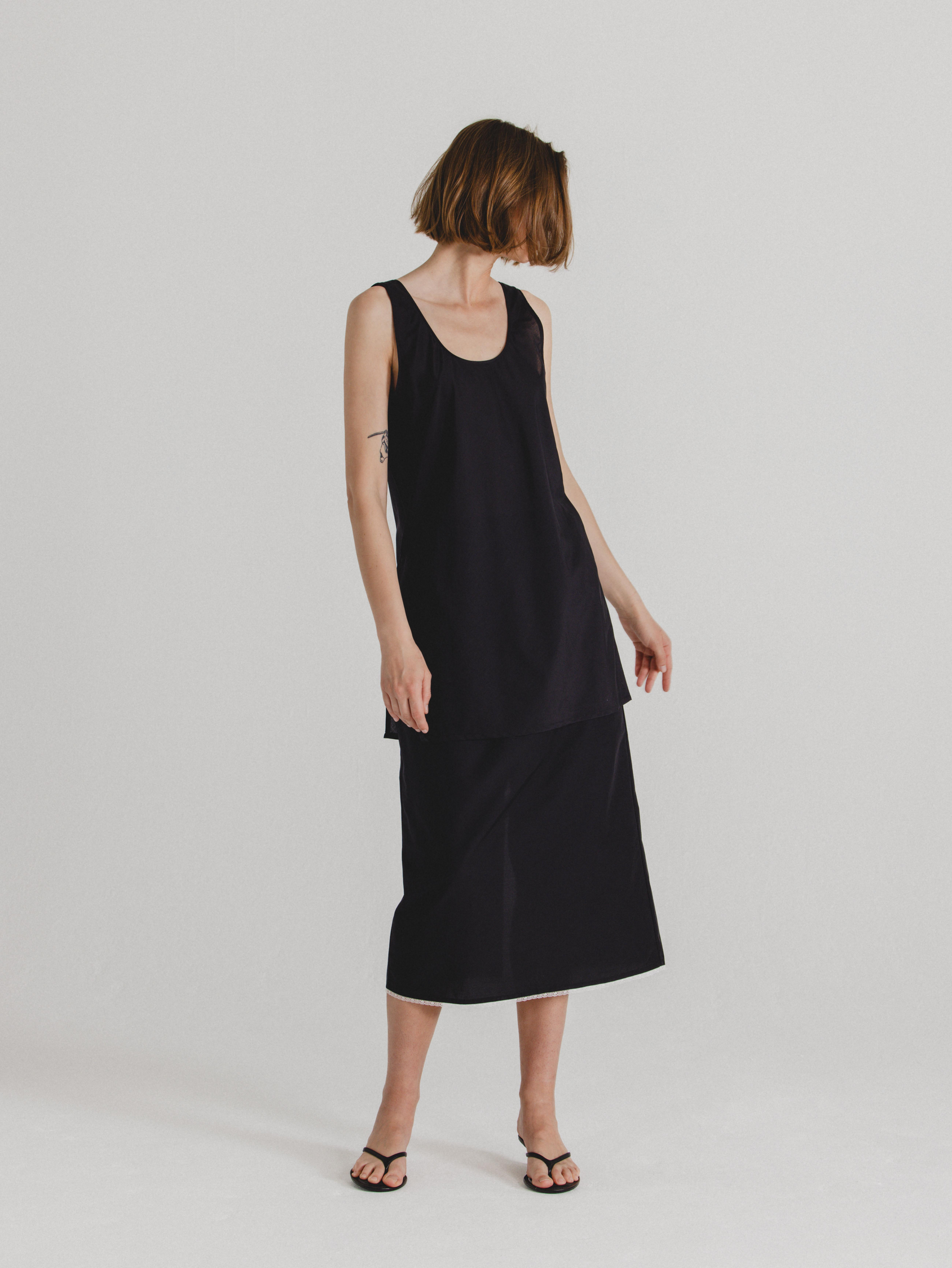 Silk-Cotton Skirt in Black