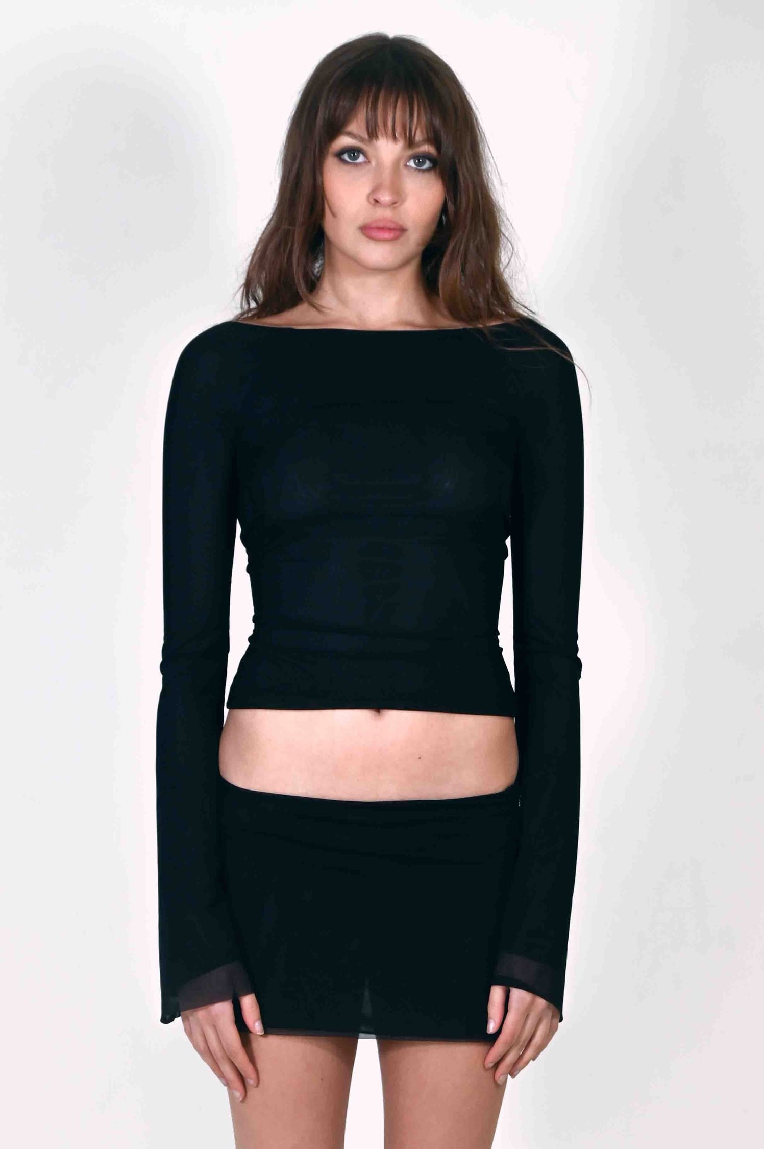 The Jane Top in Black Mesh