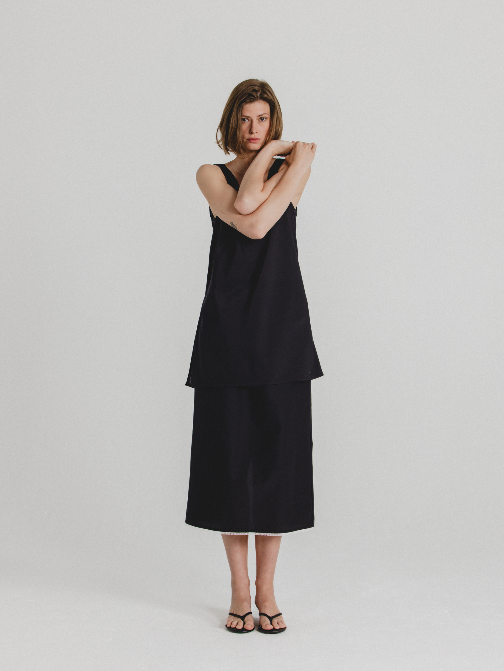 Silk-Cotton Skirt in Black