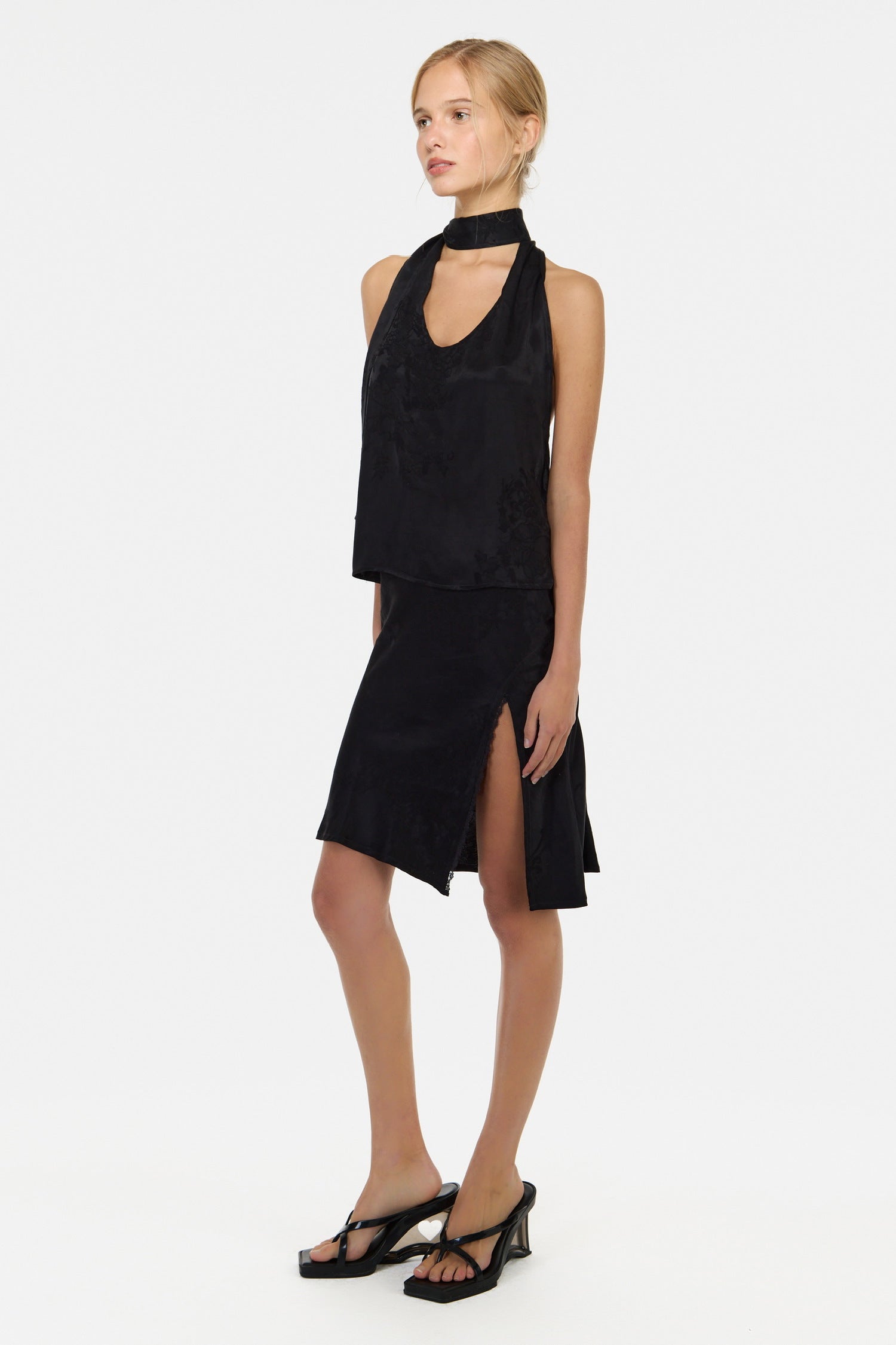 Silk jacquard skirt