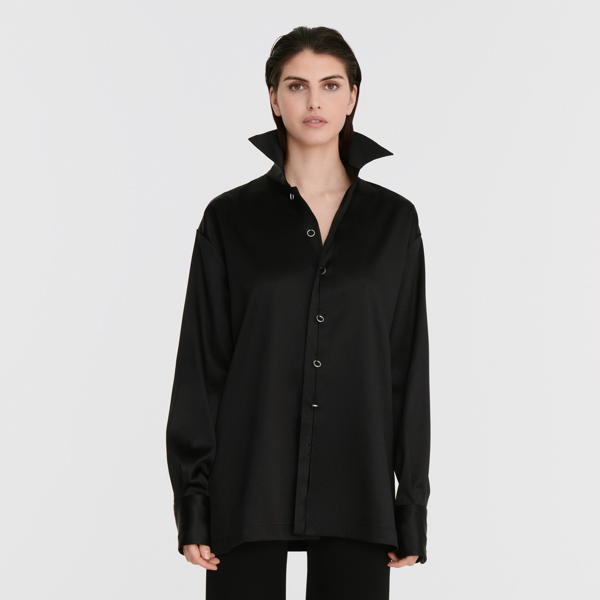 Herma Shirt in Black Satin