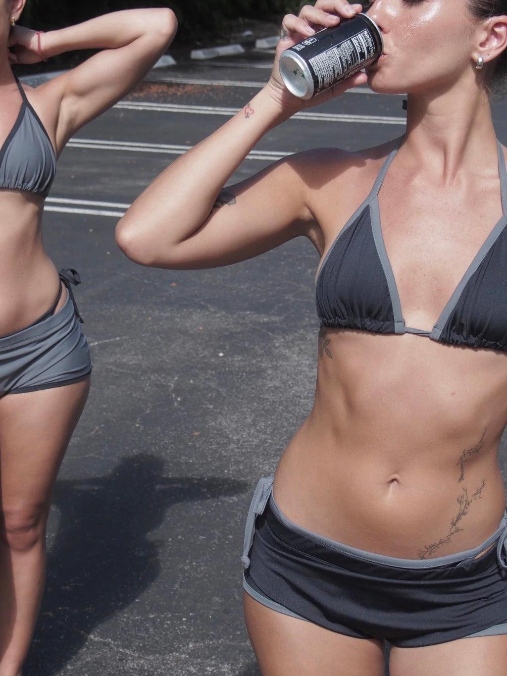 3-PIECE BIKINI SET – BLACK WITH GREY TRIM