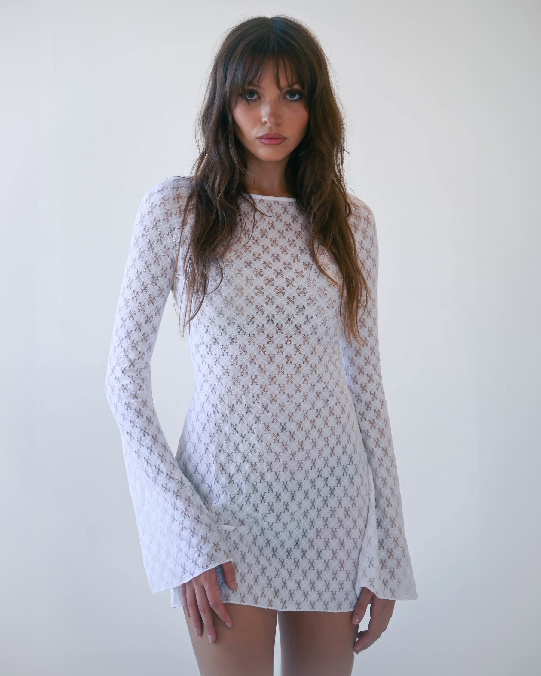 The Jane Mini Dress in White Lace