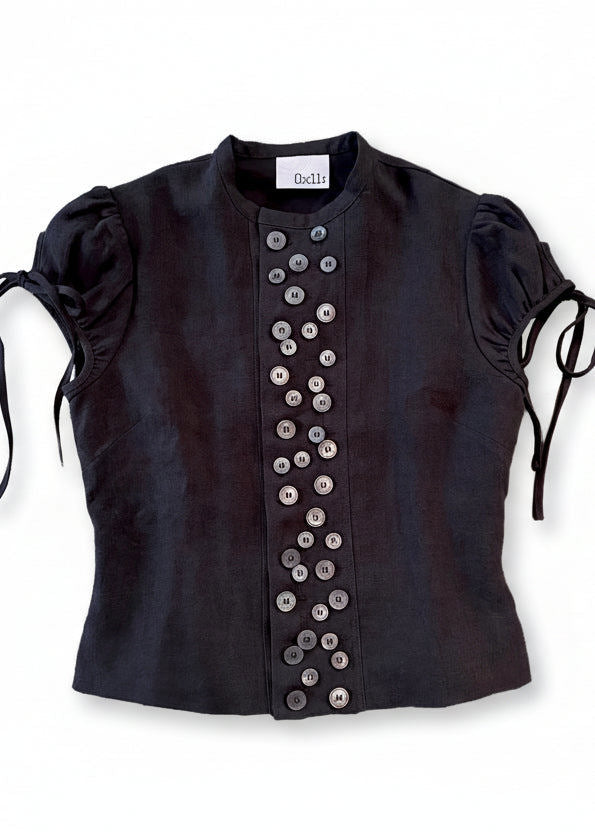 Multi-Button Sailor Top in Black