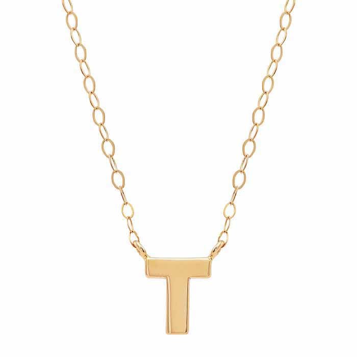 14K Solid Gold Alphabet Necklace