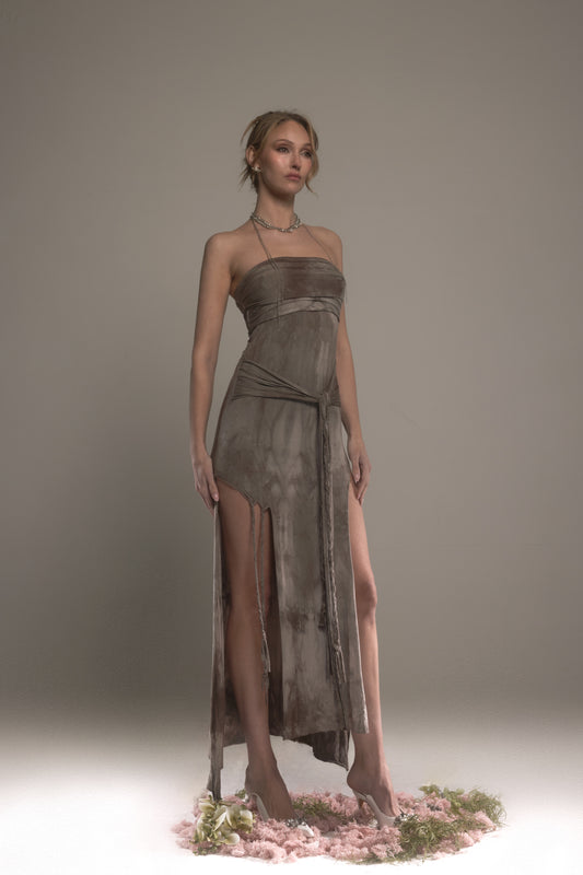 BROWN DYED JUPITER DRESS