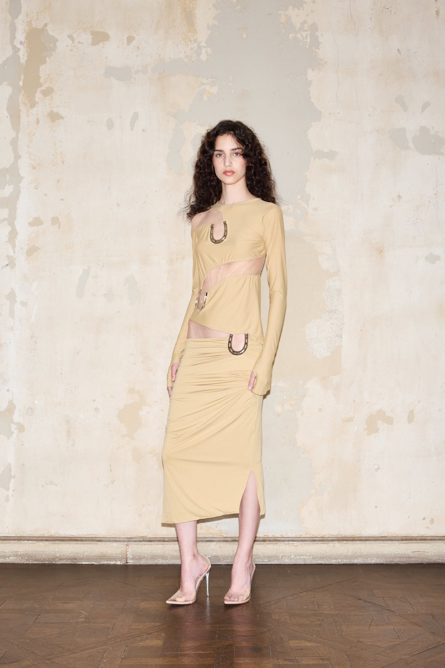 MIDI HELGUERA SKIRT CAMEL