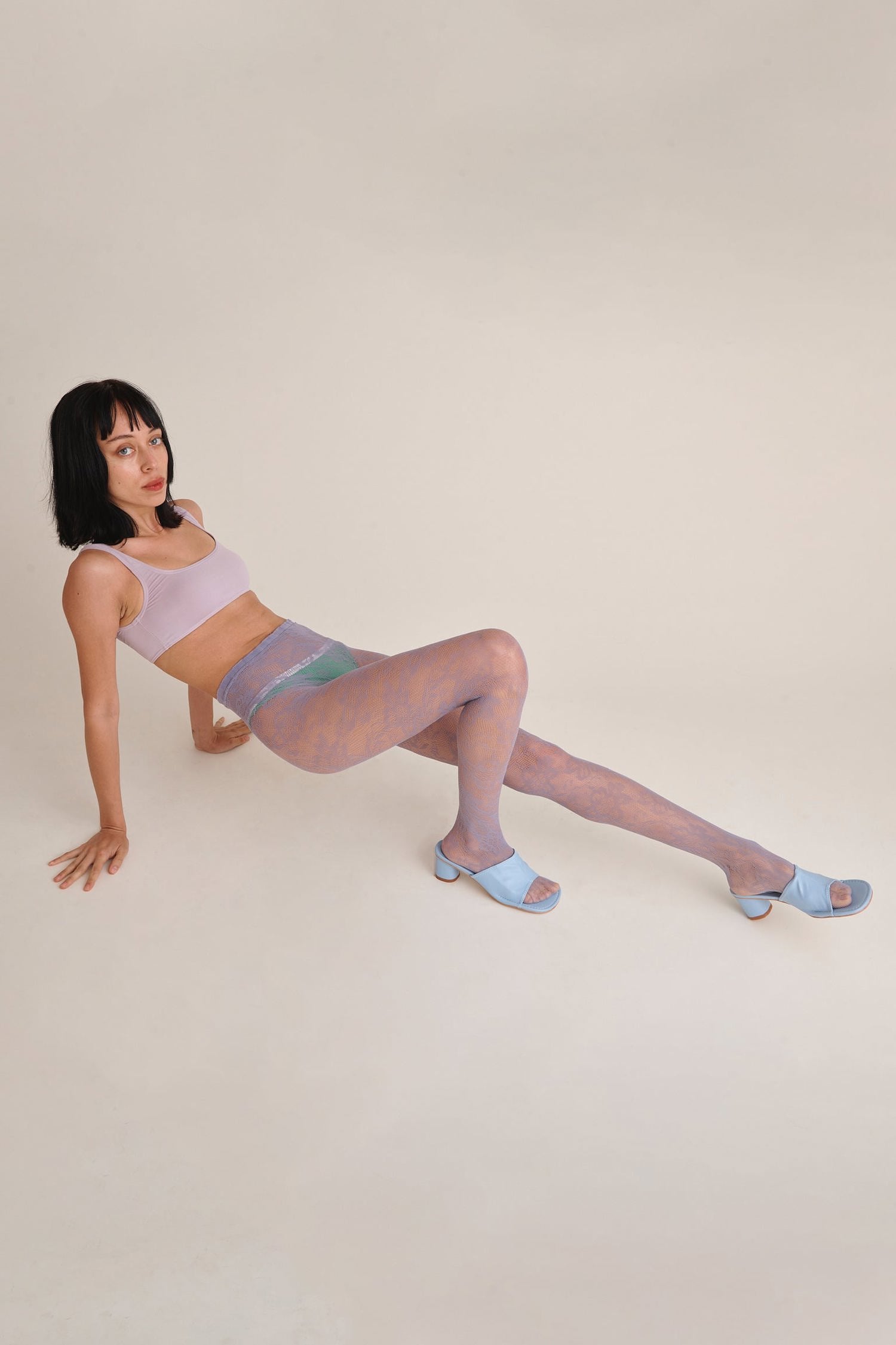 Floral Lace Tights in Spring Purple