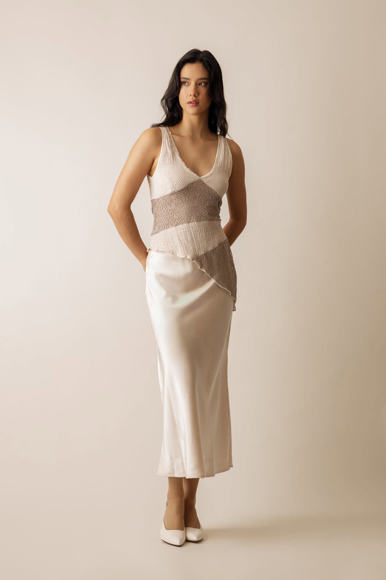 Jasmin Satin Midi Skirt