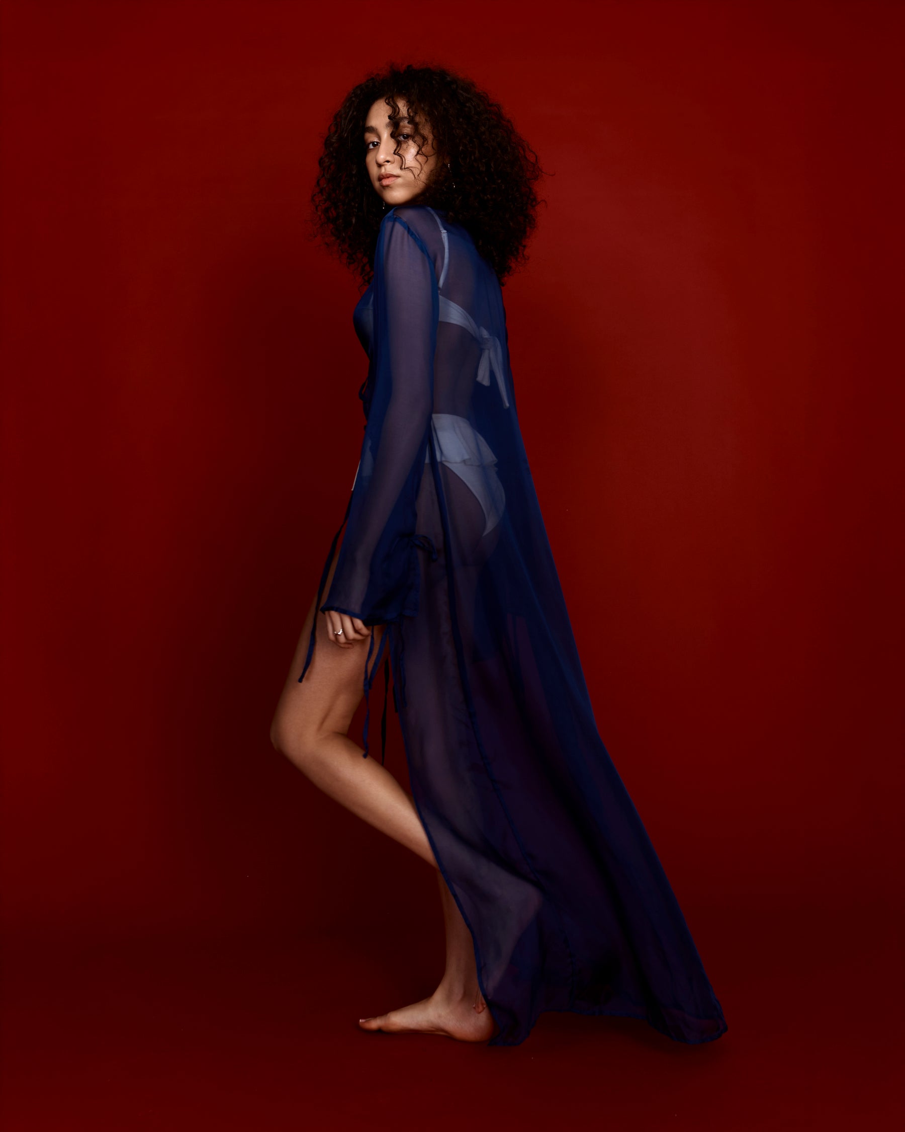 The Alhena Kimono / Blue Silk Chiffon