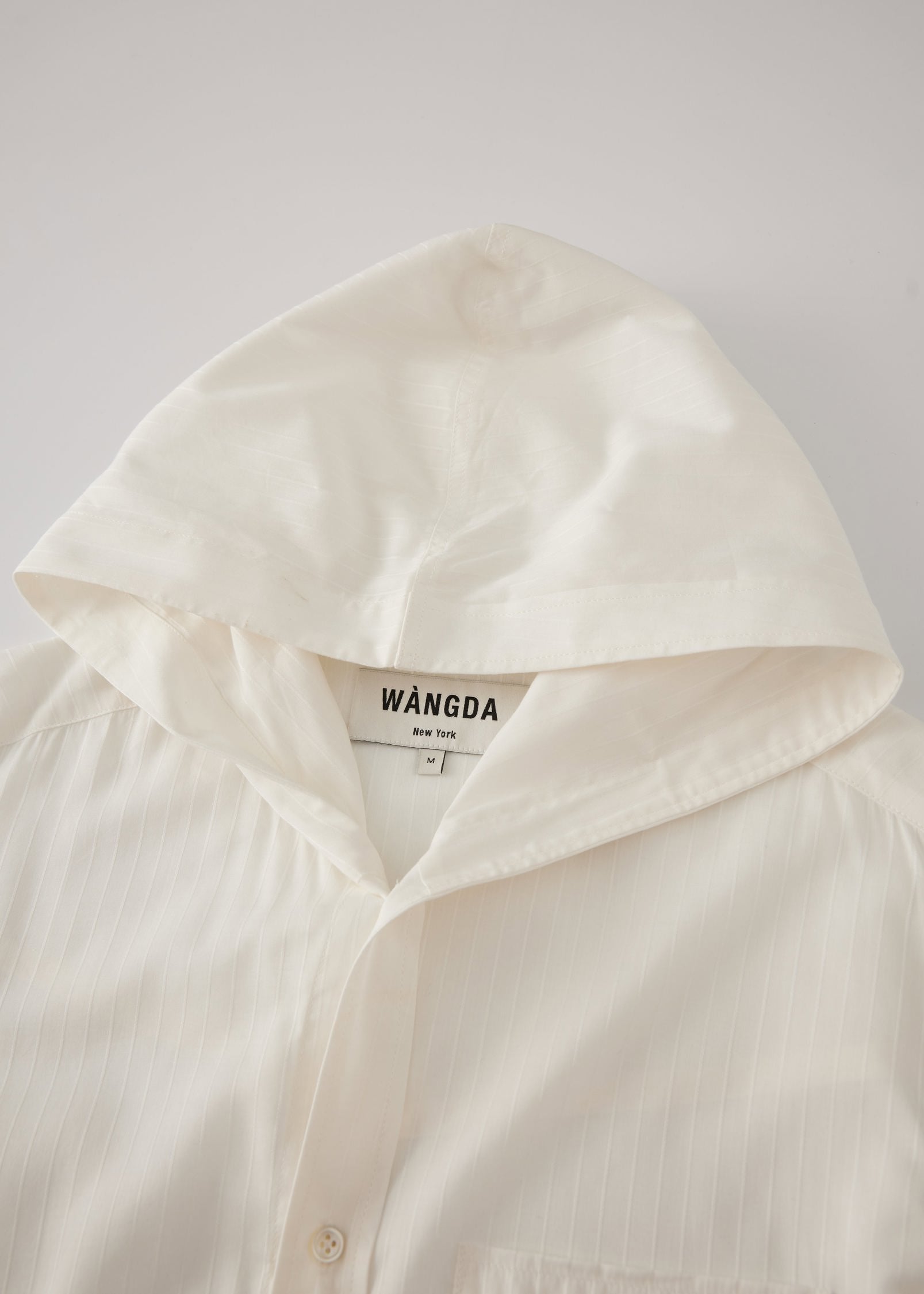 White Shadow-Stripe Hoodie Shirt