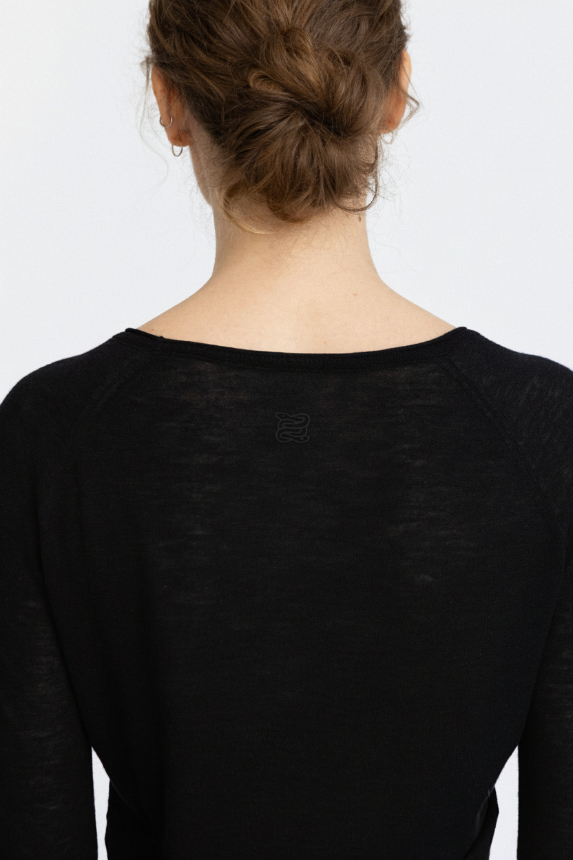 Core Sheer Merino Top in Black