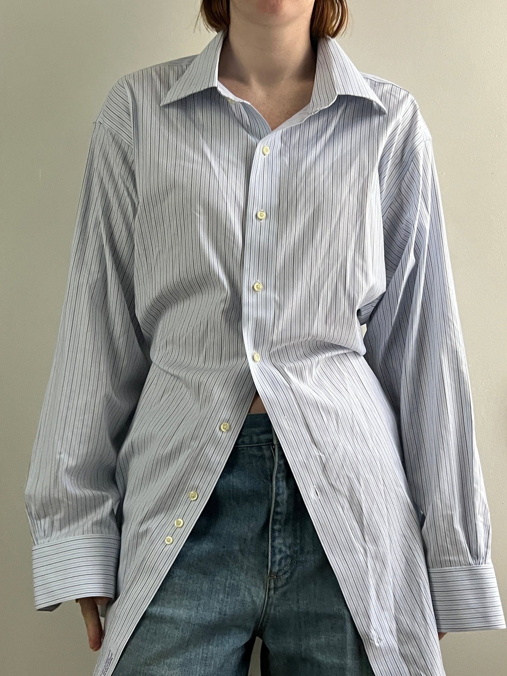 Stretch Waist Button Down- Spring Stripe