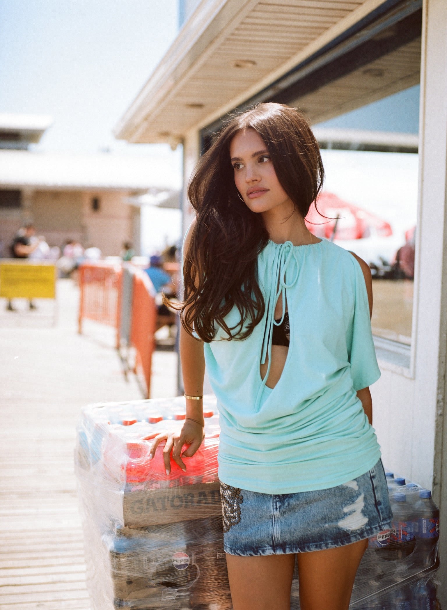 Julia Short Sleeve Dress in Aquamarine