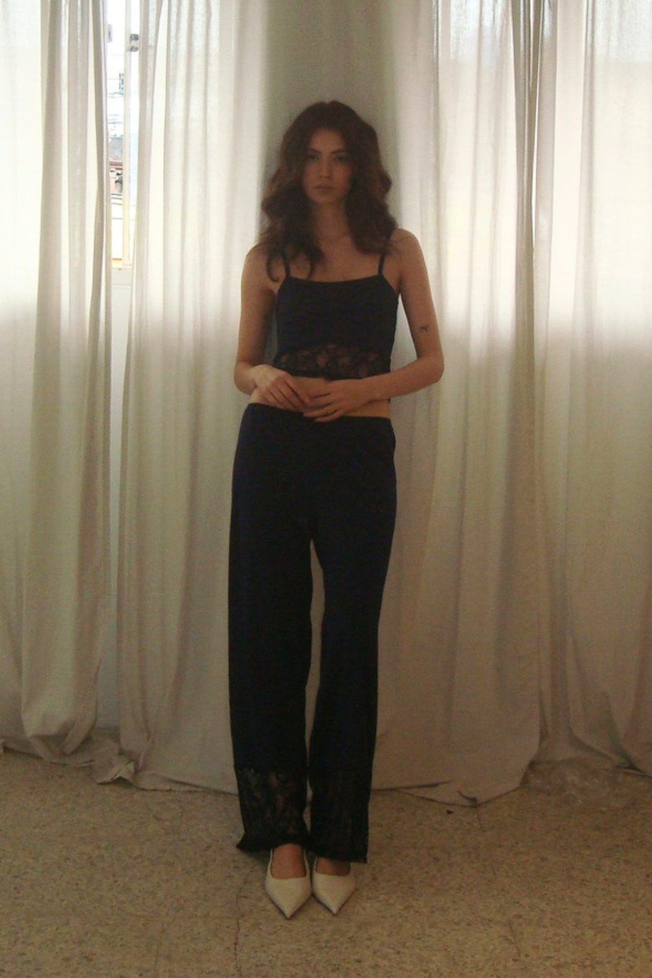 Nina Cotton & Lace Tank Top