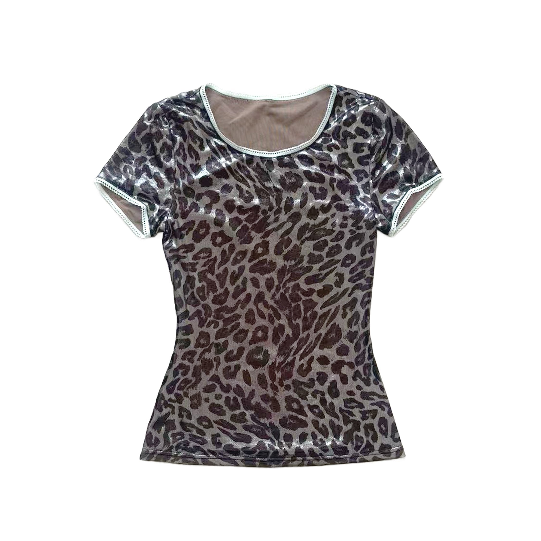 Metallic Leopard Mesh T-Shirt