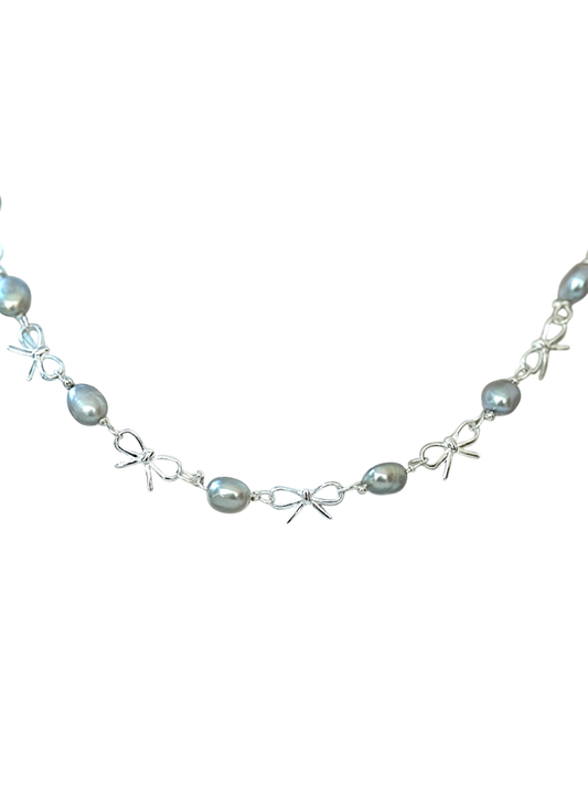 Silvery Freshwater Pearl Necklace S925