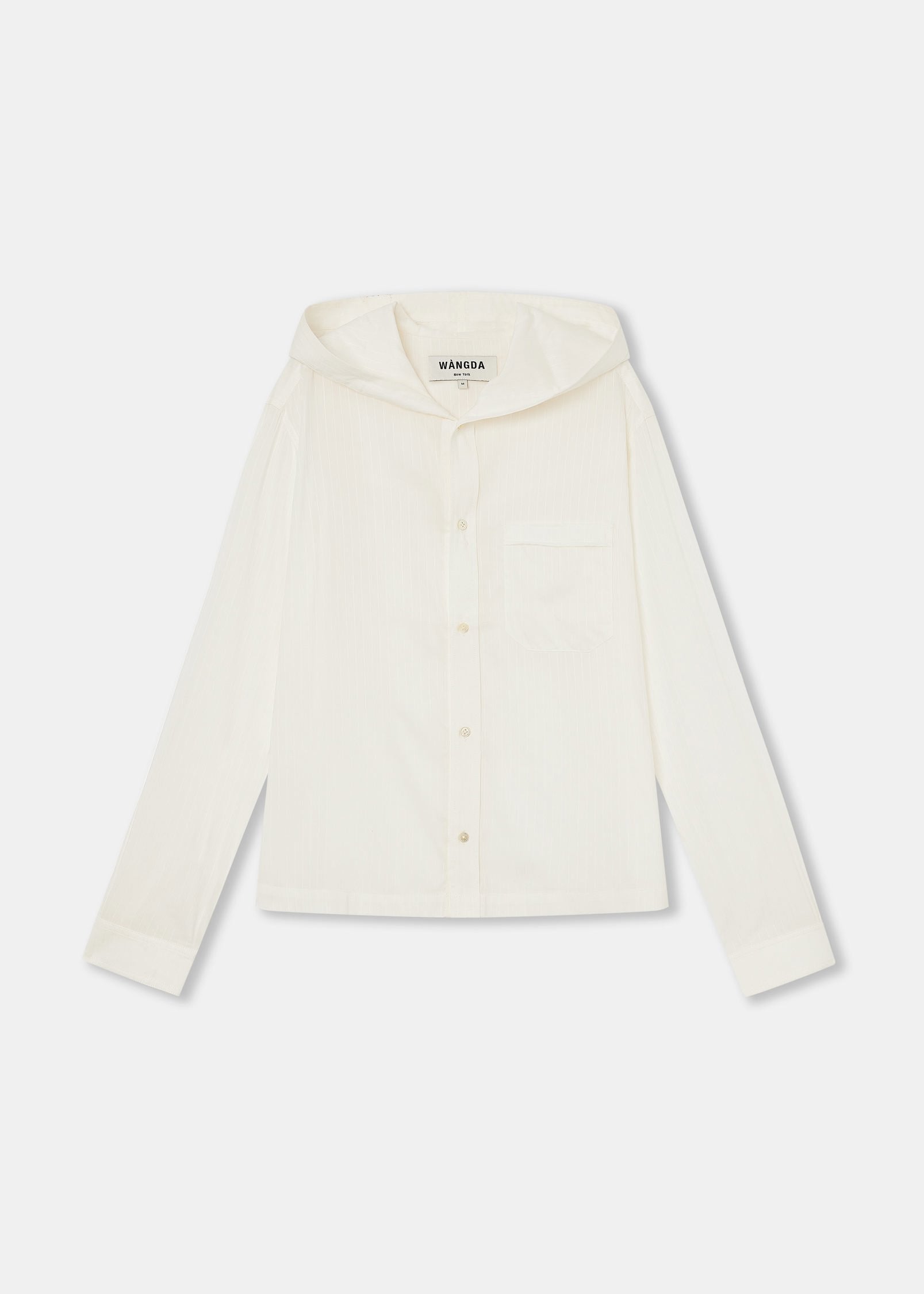 White Shadow-Stripe Hoodie Shirt