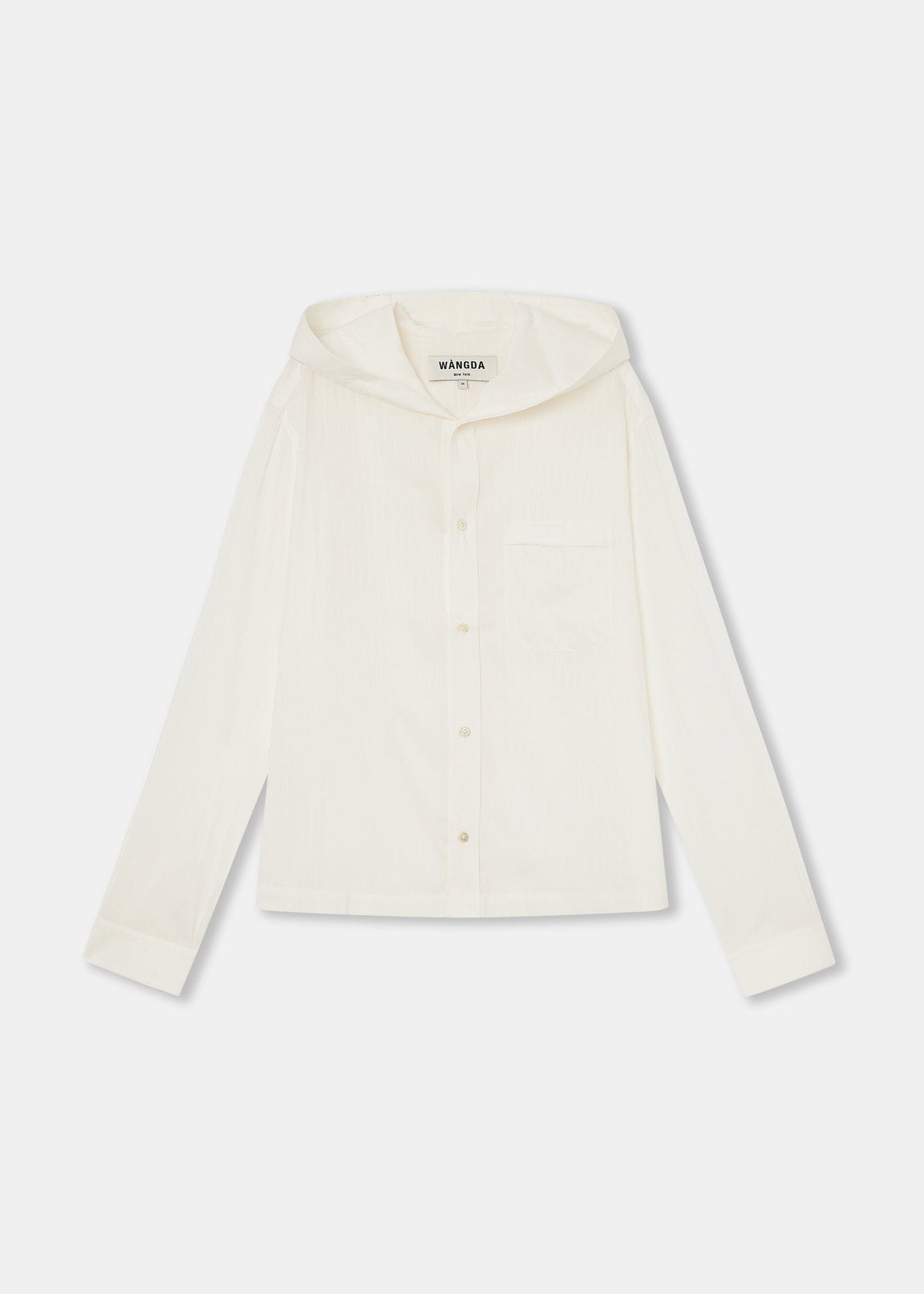 White Shadow-Stripe Hoodie Shirt