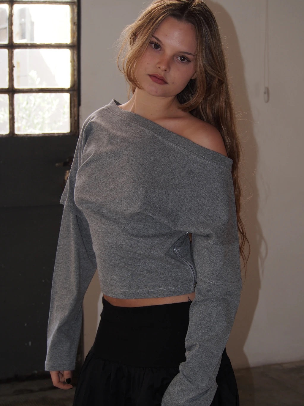 REMERA ONE ZIP - LONG SLEEVE - GREY