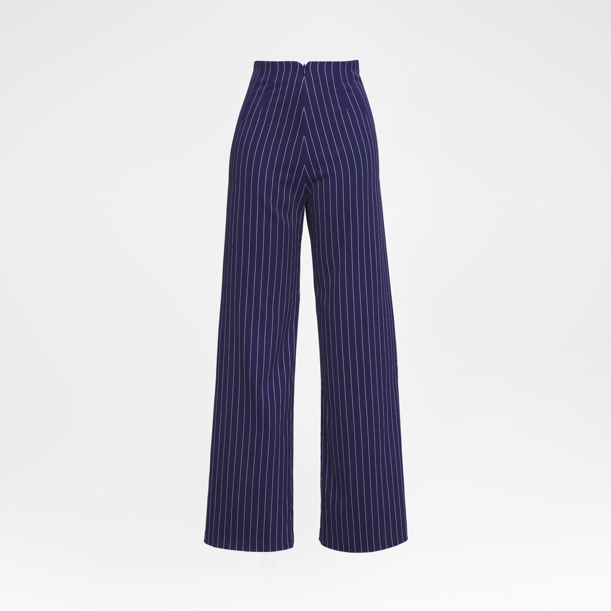 V-Back Trousers in Purple Pinstripes
