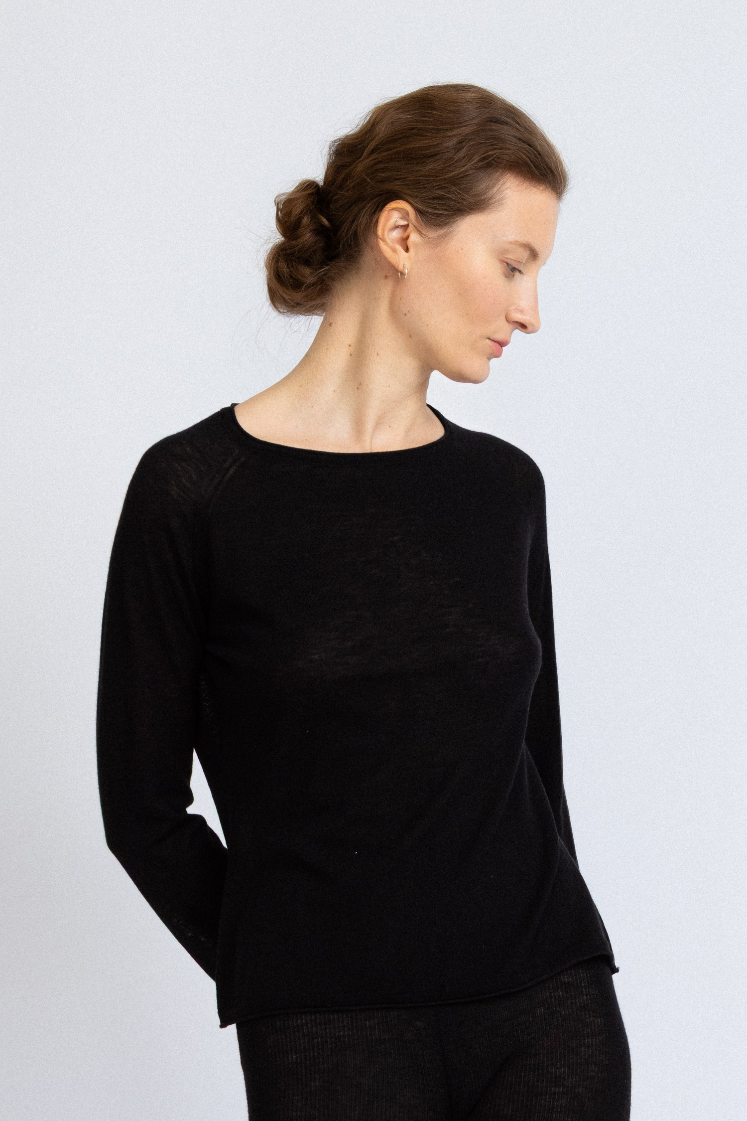 Core Sheer Merino Top in Black