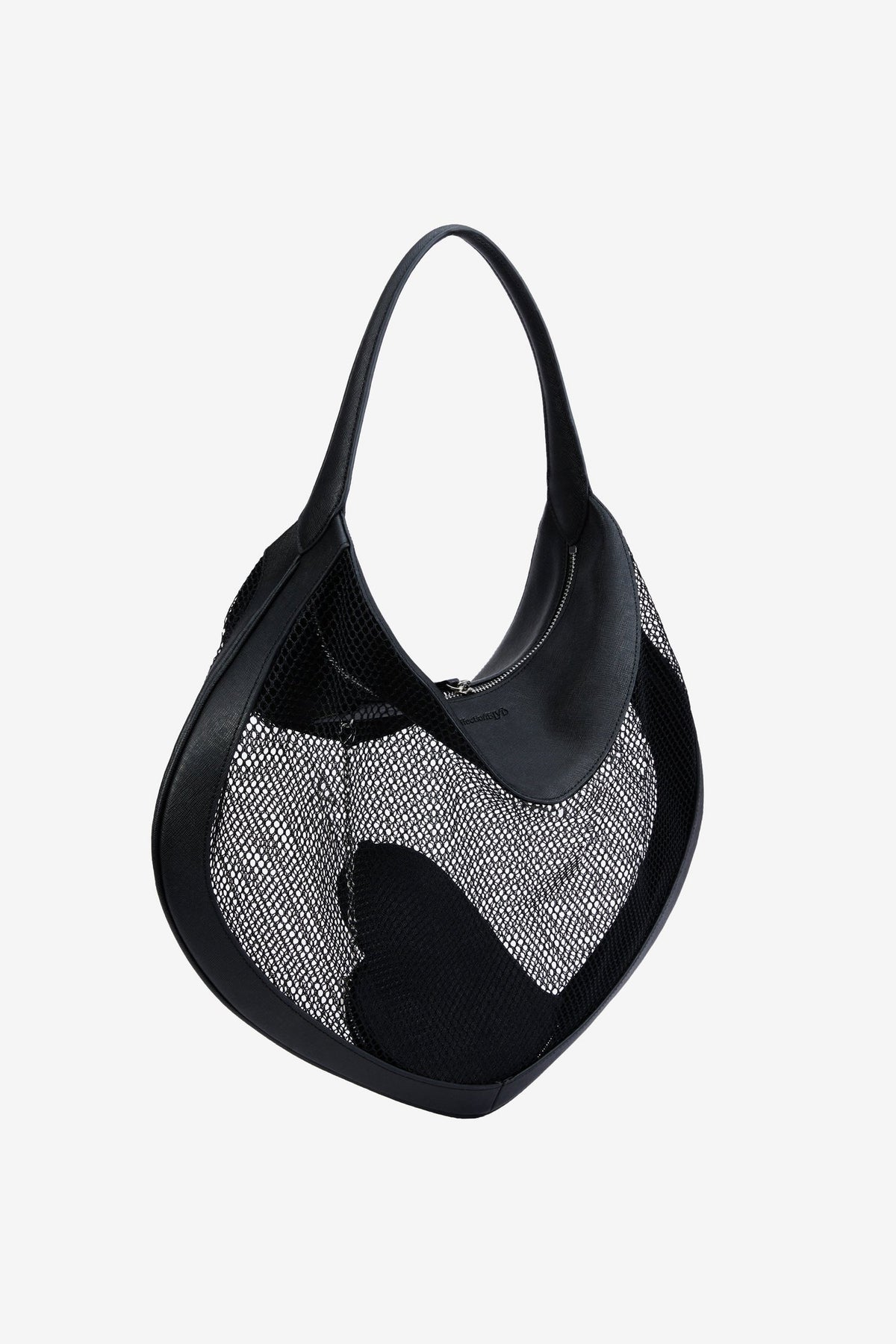 'Heart Mesh' Medium Shoulder Bag - Black
