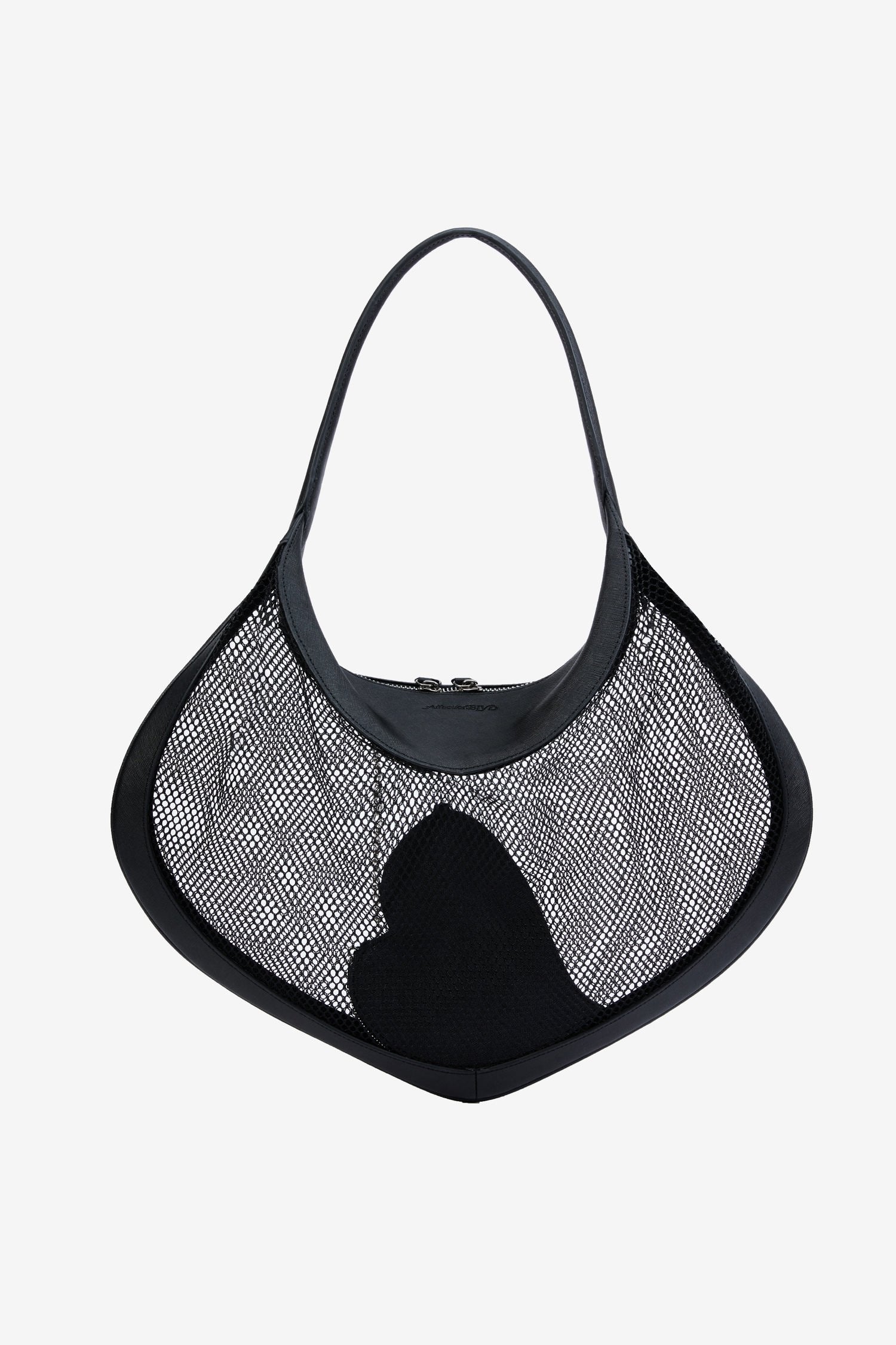 'Heart Mesh' Medium Shoulder Bag - Black