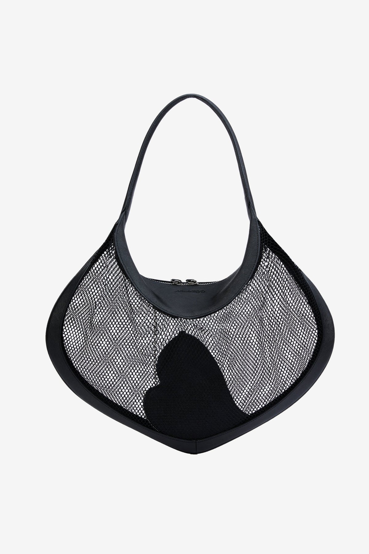 'Heart Mesh' Medium Shoulder Bag - Black