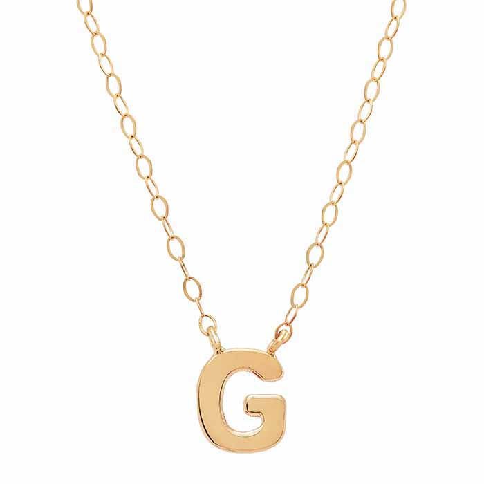 14K Solid Gold Alphabet Necklace