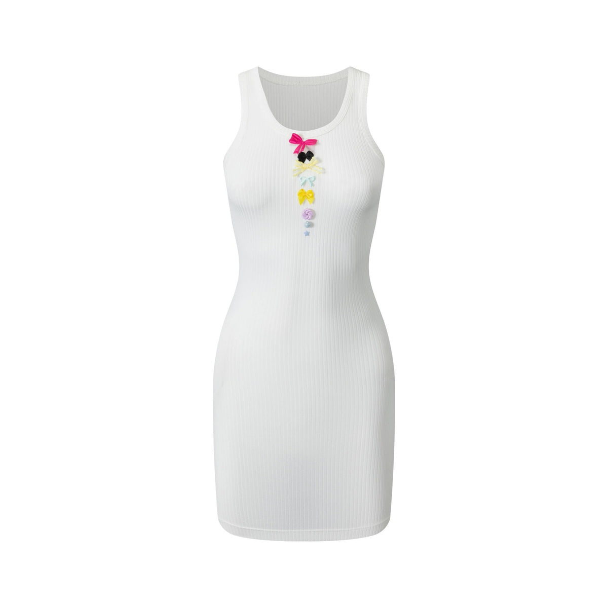 Ivory Rib Vest Mini Bows Dress Carnival