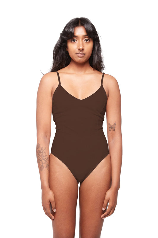 HA 003 - V-NECK BODYSUIT - ARABICA