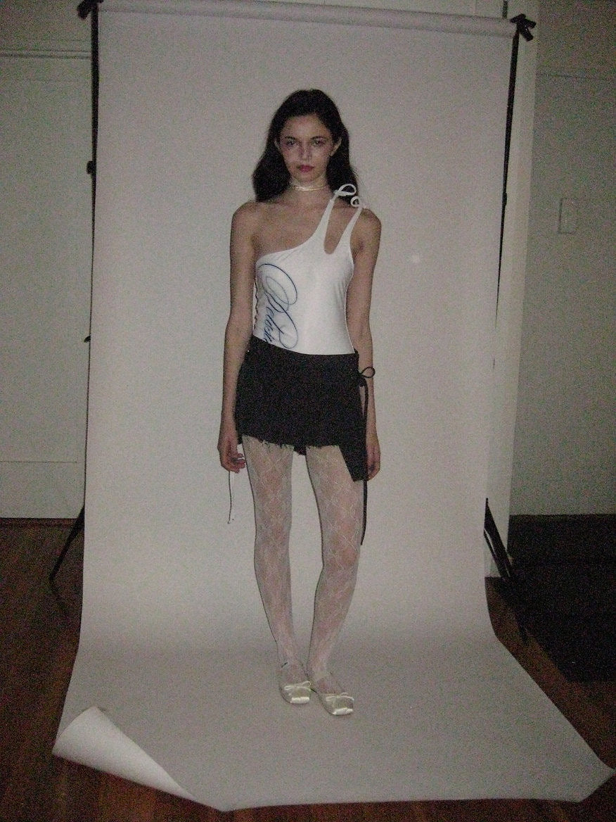 Wrap Tie Asymmetric Skirt in Navy