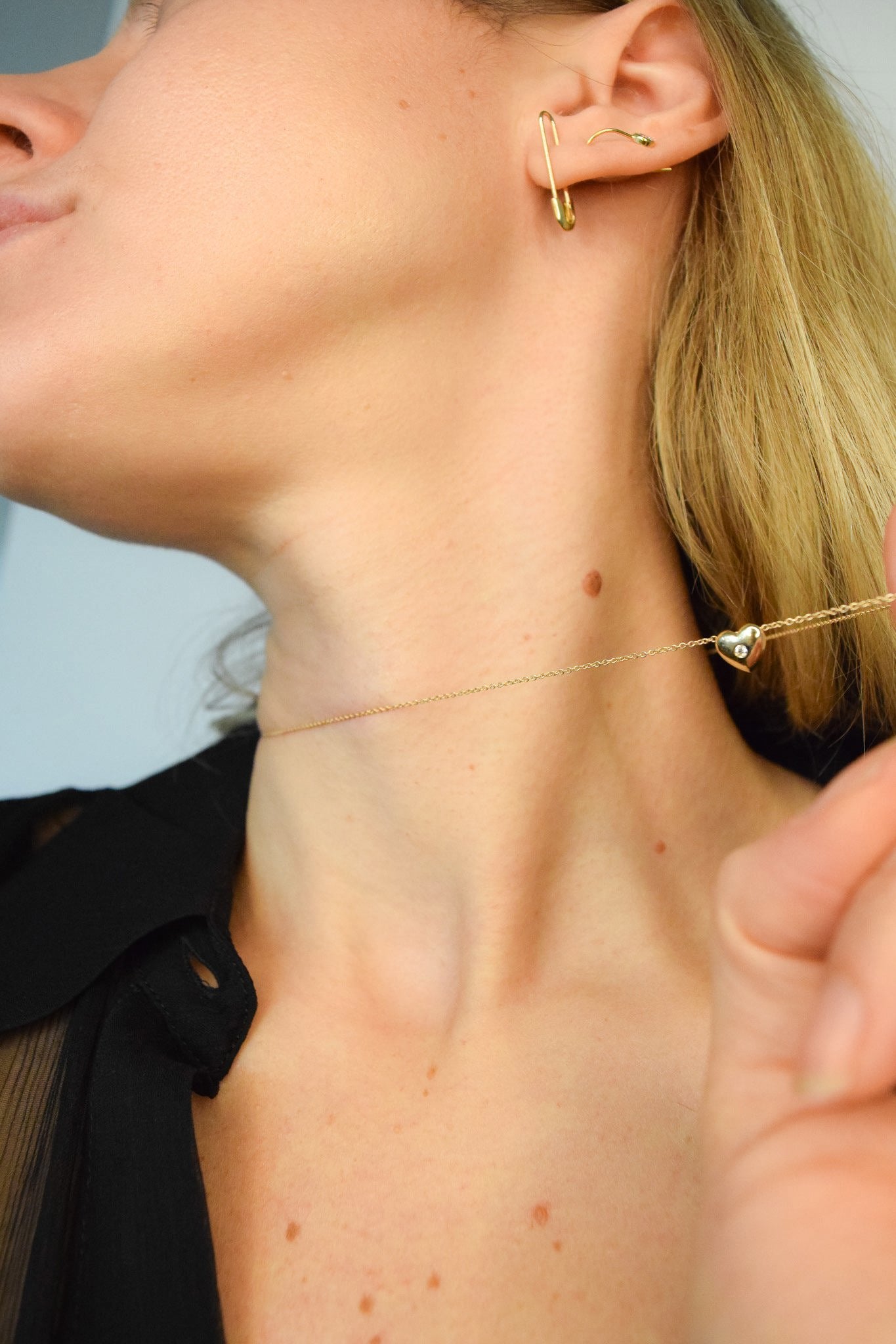 14K Gold Pin Earring