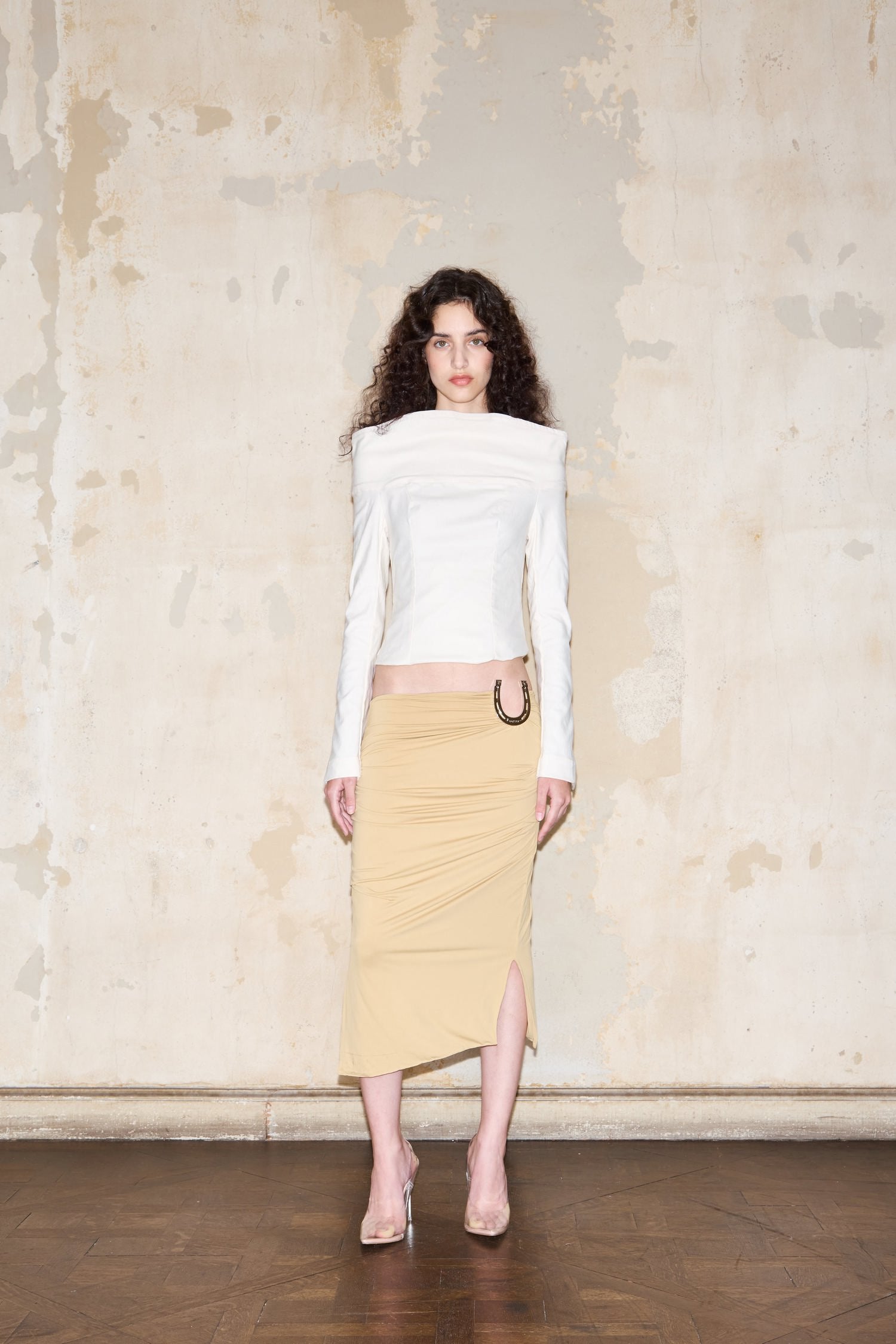 MIDI HELGUERA SKIRT CAMEL