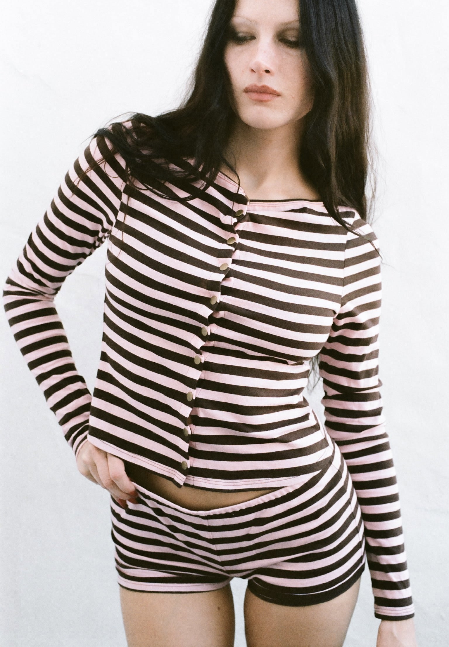 Cleo Hot Shorts in Pink and Brown Stripe