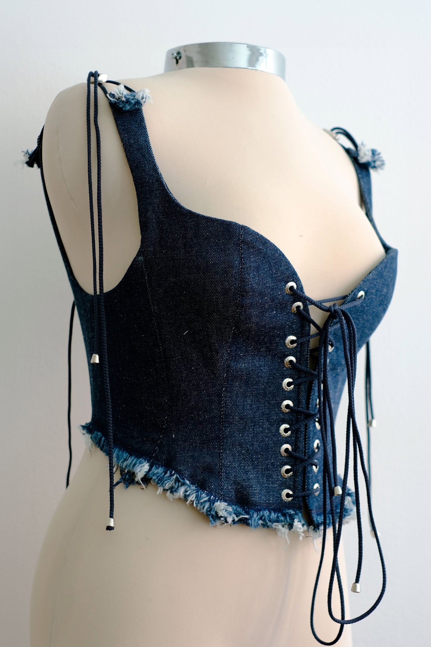 Cream Corset in Denim