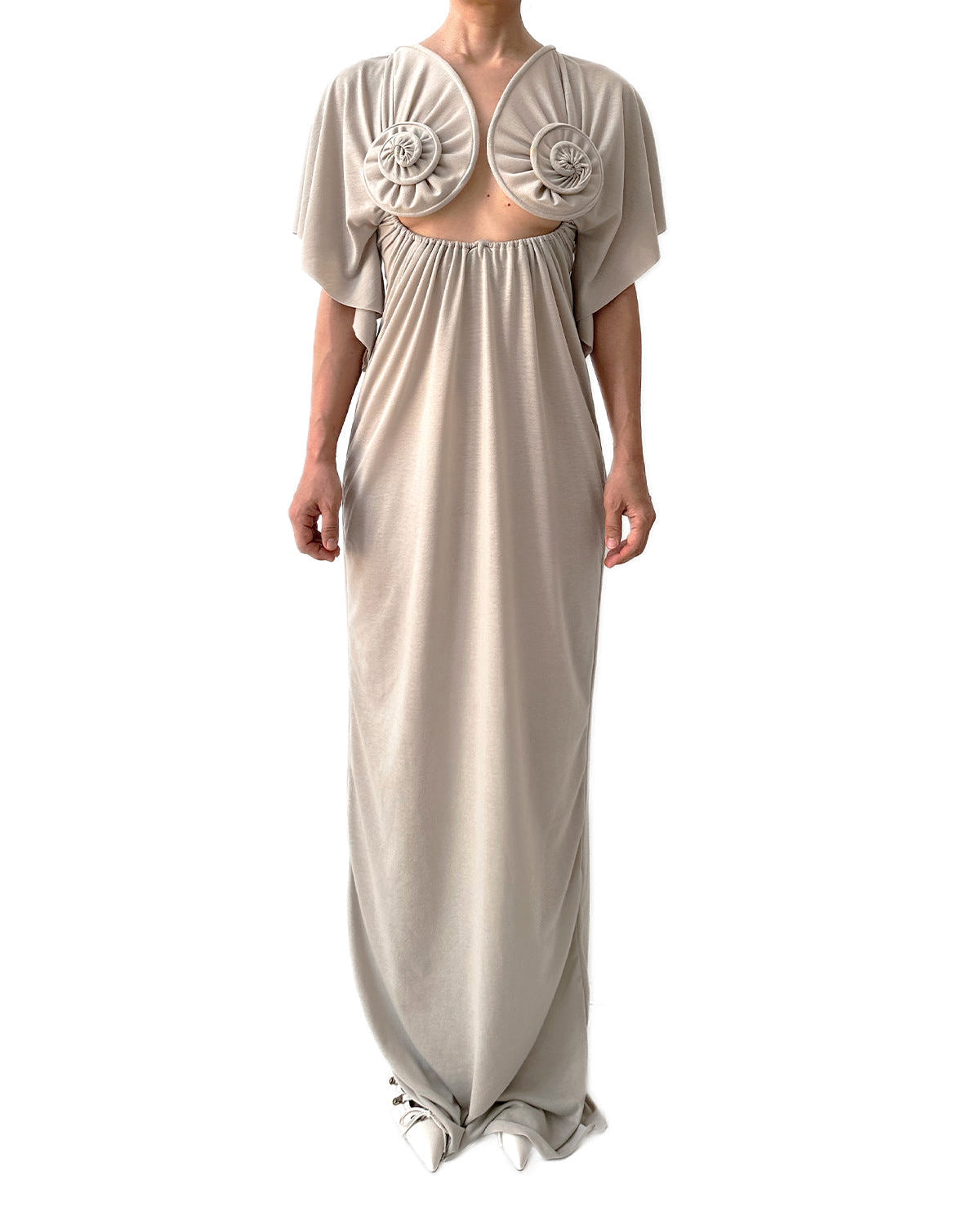 Sea Shell Swirl T-Shirt Gown Beige Jersey